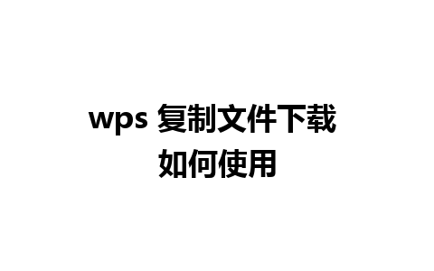 wps 复制文件下载 如何使用