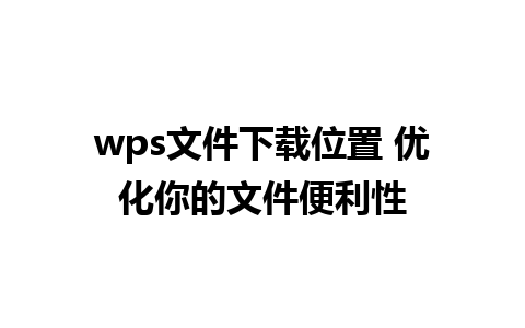 wps文件下载位置 优化你的文件便利性