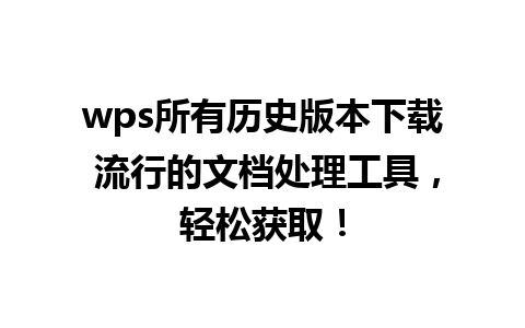 wps所有历史版本下载 流行的文档处理工具，轻松获取！