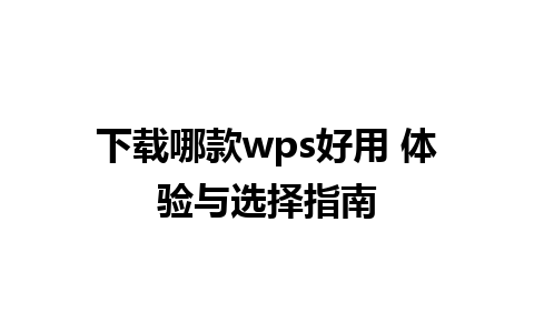 下载哪款wps好用 体验与选择指南