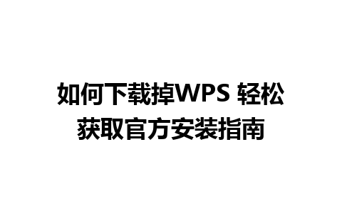 如何下载掉WPS 轻松获取官方安装指南