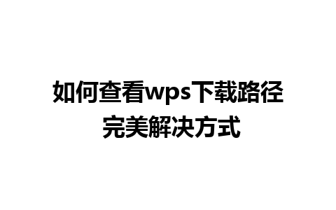 如何查看wps下载路径 完美解决方式