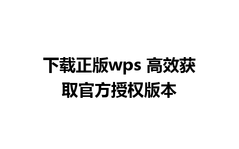 下载正版wps 高效获取官方授权版本