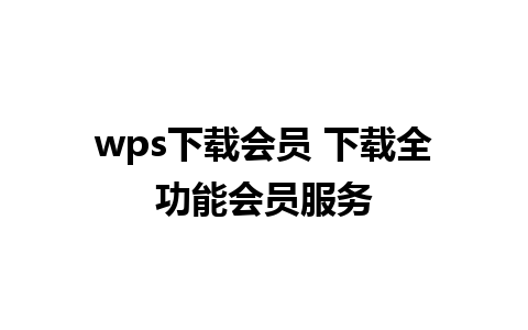 wps下载会员 下载全功能会员服务