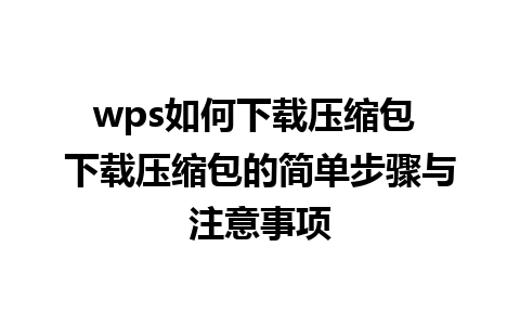 wps如何下载压缩包 下载压缩包的简单步骤与注意事项