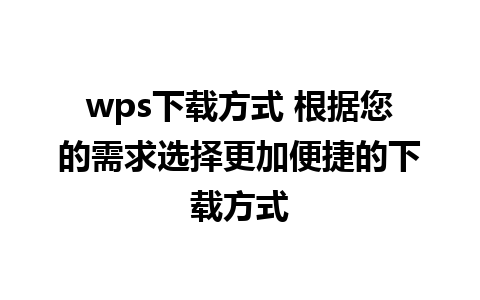 wps下载方式 根据您的需求选择更加便捷的下载方式