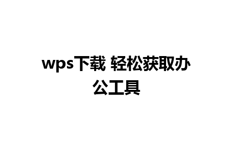 wps下载 轻松获取办公工具