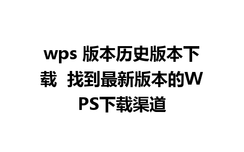 wps 版本历史版本下载  找到最新版本的WPS下载渠道