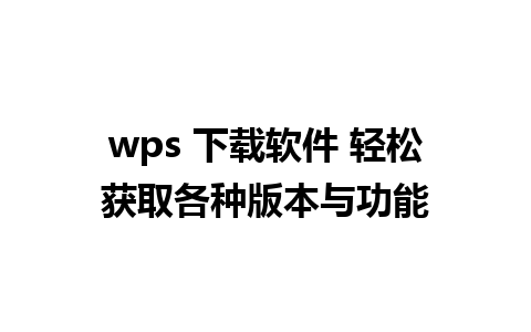 wps 下载软件 轻松获取各种版本与功能