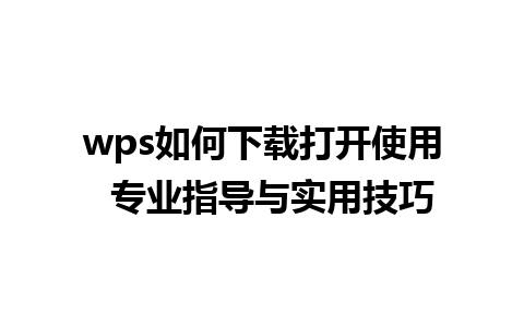 wps如何下载打开使用  专业指导与实用技巧