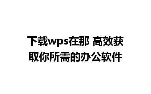 下载wps在那 高效获取你所需的办公软件