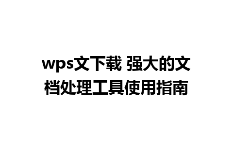 wps文下载 强大的文档处理工具使用指南