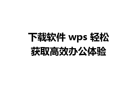 下载软件 wps 轻松获取高效办公体验