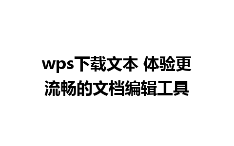 wps下载文本 体验更流畅的文档编辑工具