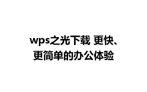 wps之光下载 更快、更简单的办公体验