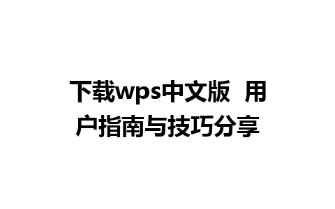 下载wps中文版  用户指南与技巧分享