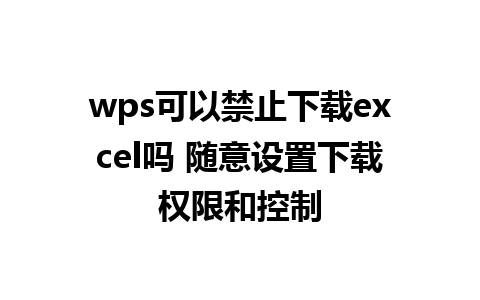 wps可以禁止下载excel吗 随意设置下载权限和控制