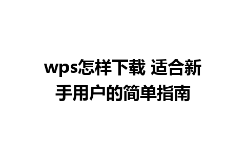 wps怎样下载 适合新手用户的简单指南