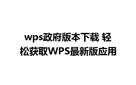 wps政府版本下载 轻松获取WPS最新版应用