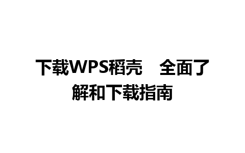 下载WPS稻壳　全面了解和下载指南