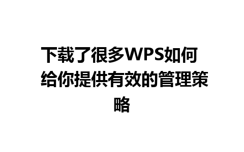 下载了很多WPS如何  给你提供有效的管理策略