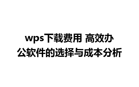 wps下载费用 高效办公软件的选择与成本分析