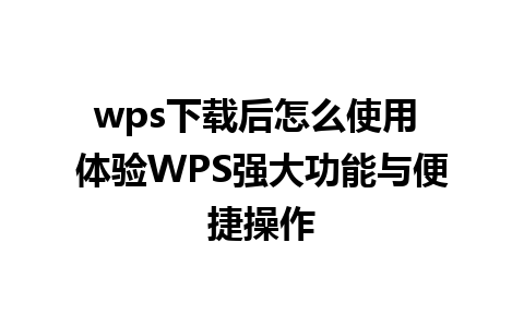 wps下载后怎么使用 体验WPS强大功能与便捷操作