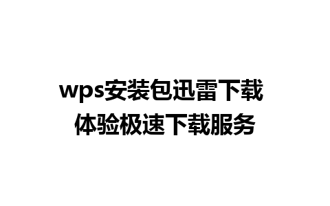 wps安装包迅雷下载 体验极速下载服务