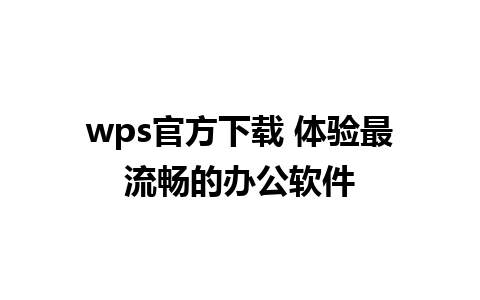 wps官方下载 体验最流畅的办公软件  