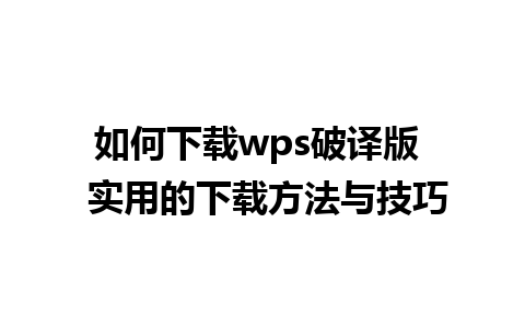 如何下载wps破译版  实用的下载方法与技巧