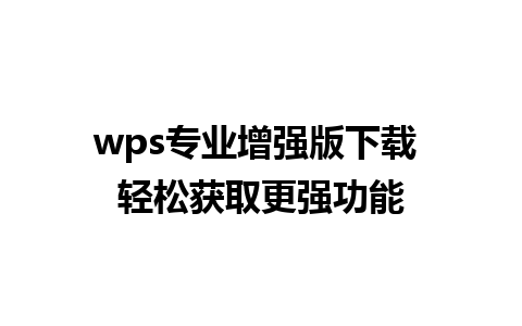 wps专业增强版下载 轻松获取更强功能