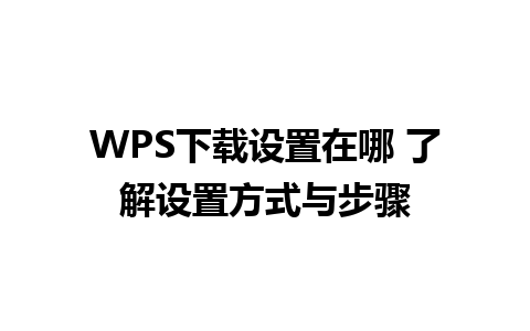 WPS下载设置在哪 了解设置方式与步骤