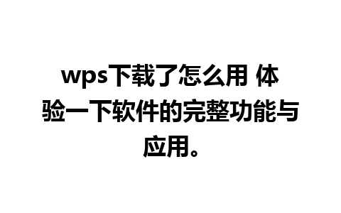 wps下载了怎么用 体验一下软件的完整功能与应用。