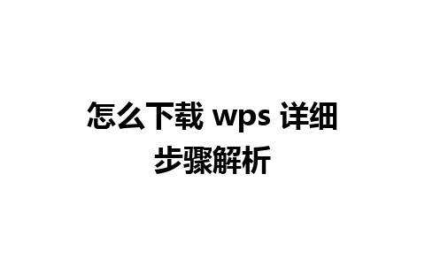 怎么下载 wps 详细步骤解析  
