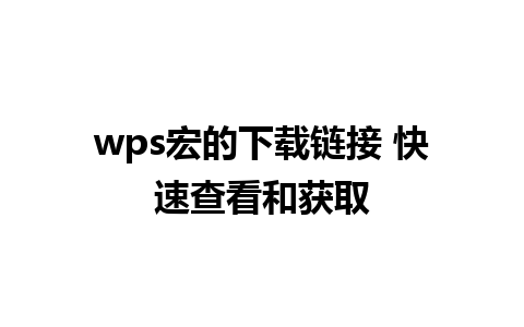 wps宏的下载链接 快速查看和获取