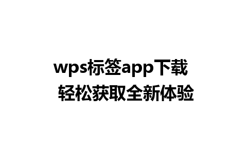 wps标签app下载  轻松获取全新体验