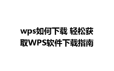 wps如何下载 轻松获取WPS软件下载指南