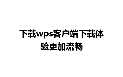 下载wps客户端下载体验更加流畅