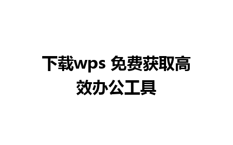 下载wps 免费获取高效办公工具