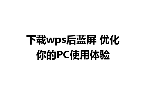 下载wps后蓝屏 优化你的PC使用体验