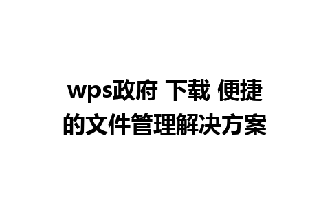 wps政府 下载 便捷的文件管理解决方案