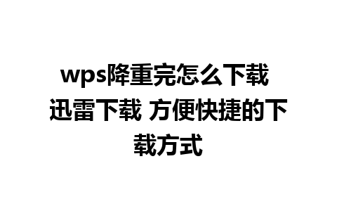 wps降重完怎么下载 迅雷下载 方便快捷的下载方式