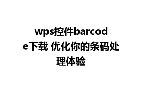 wps控件barcode下载 优化你的条码处理体验