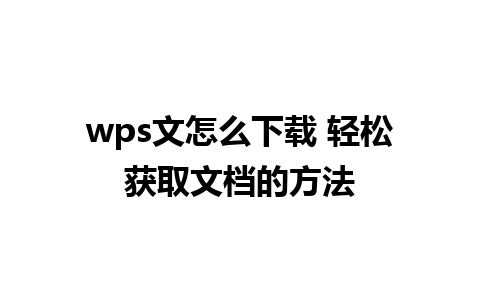 wps文怎么下载 轻松获取文档的方法