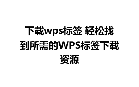 下载wps标签 轻松找到所需的WPS标签下载资源