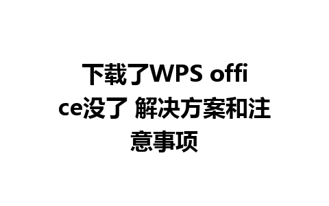 下载了WPS office没了 解决方案和注意事项