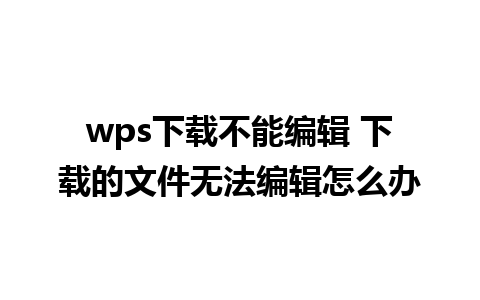 wps下载不能编辑 下载的文件无法编辑怎么办