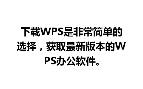 下载WPS是非常简单的选择，获取最新版本的WPS办公软件。