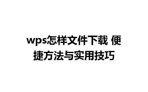 wps怎样文件下载 便捷方法与实用技巧