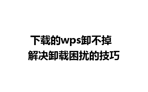 下载的wps卸不掉  解决卸载困扰的技巧